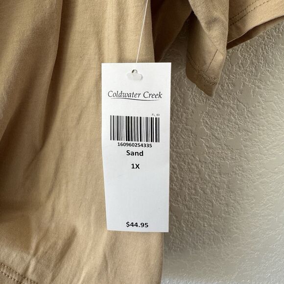 Coldwater Creek 1X Women’s Shortsleeve Wrap Top Sand Tan Color Classic Capsule - Picture 4 of 9